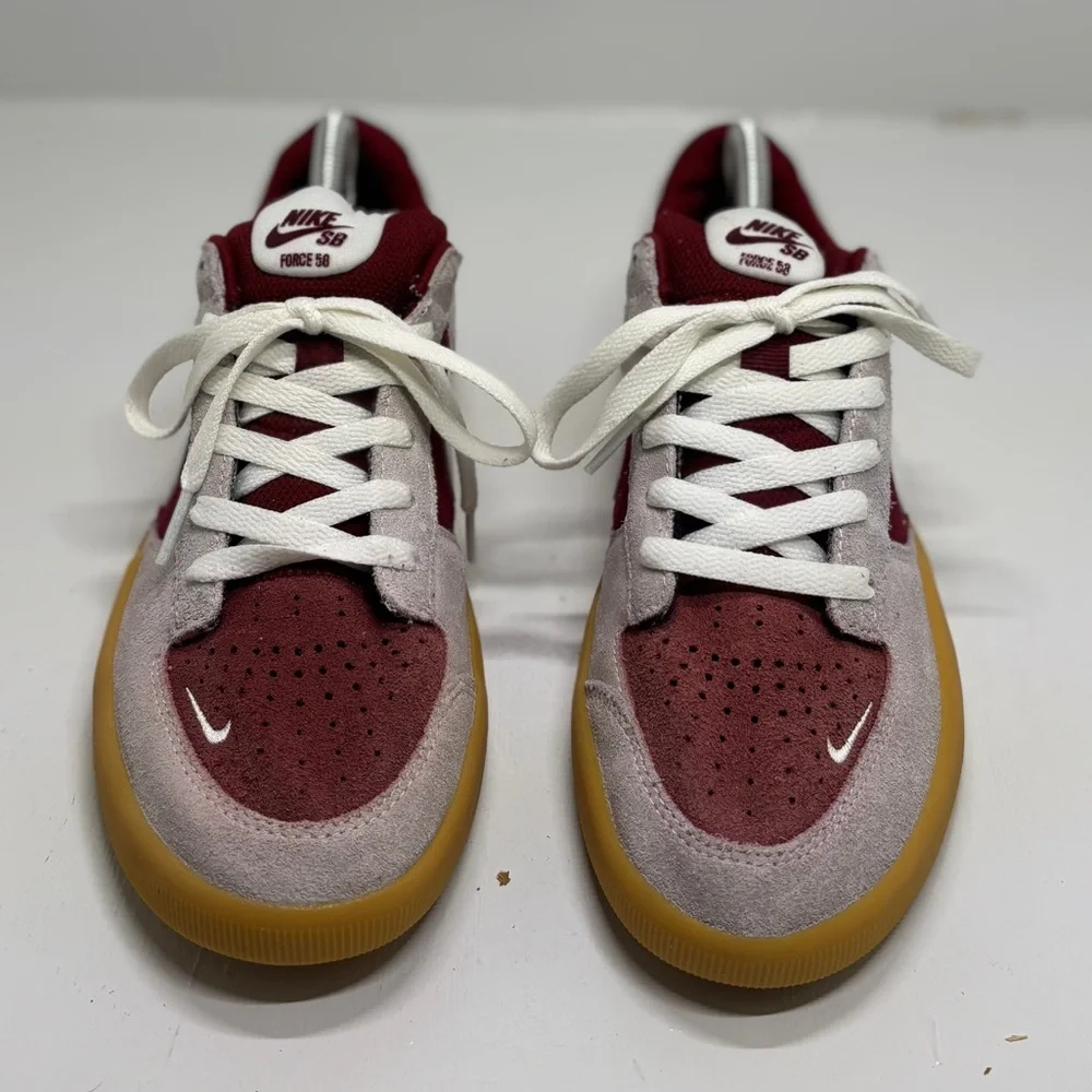 Nike SB Force 58 Red White Gum Sole Suede Sneakers Men’s 8.5 Skate Shoes - Picture 5 of 15